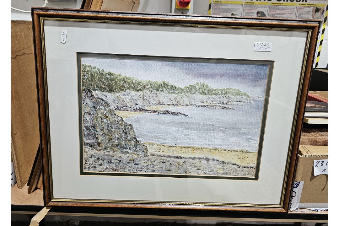 Assorted pictures, including: a highland lake landscape watercolour, unsigned, cottage in garden - Image 4 of 12