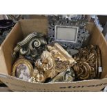 Two modern pairs of plaster/resin wall brackets, gilt decoration (both damaged) and various