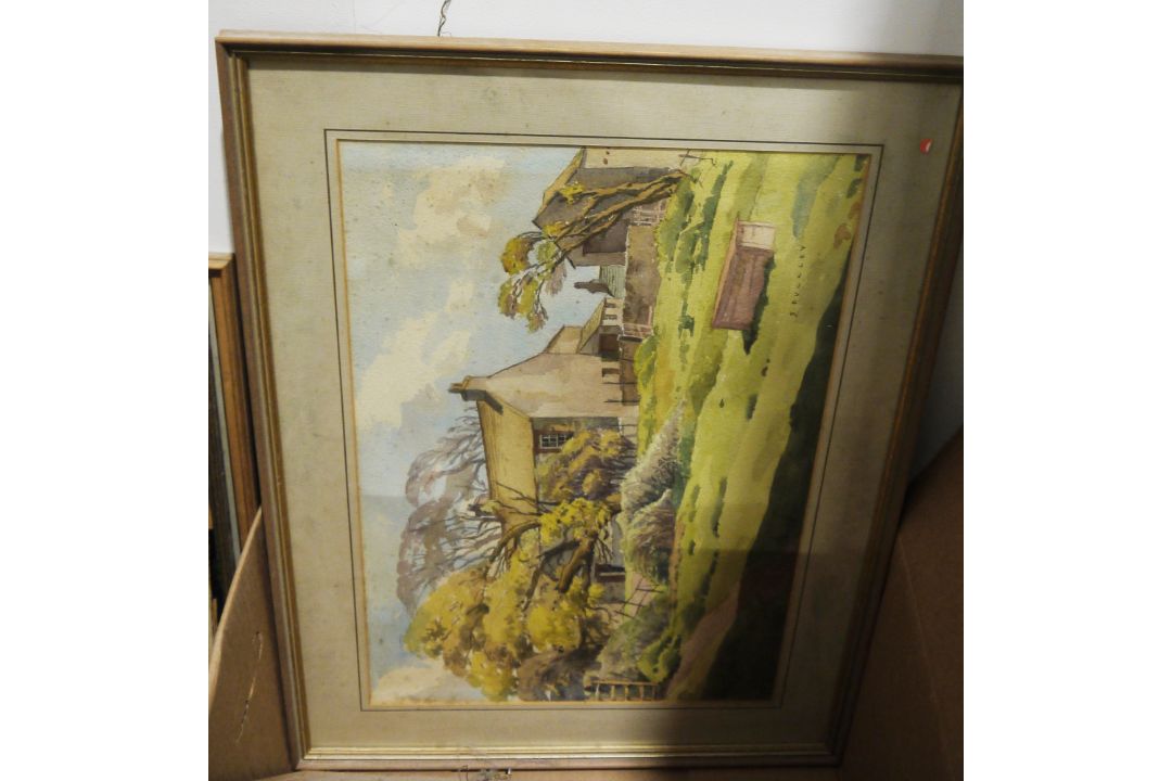 Collection of framed prints including a beamed house after Cecil Aldin, two hunting prints signed in - Image 5 of 6
