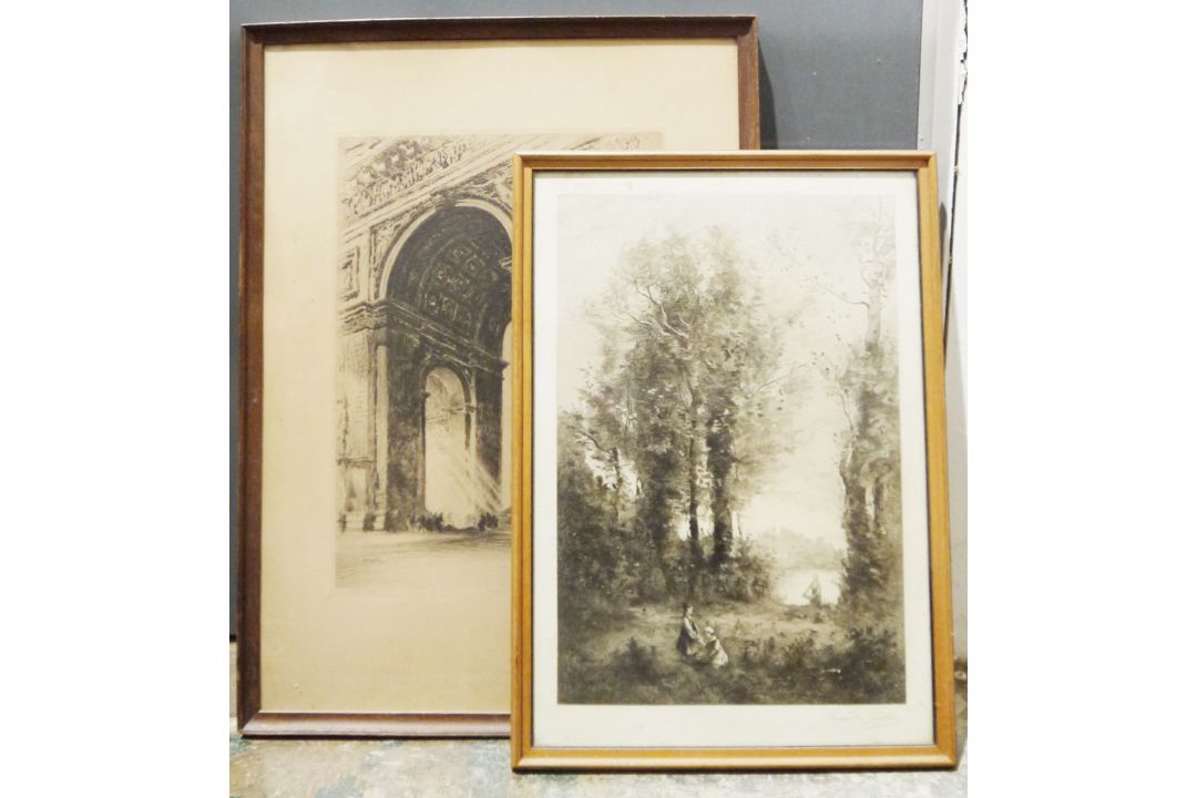Collection of framed prints including a beamed house after Cecil Aldin, two hunting prints signed in - Image 3 of 6