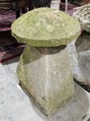 Staddlestone stone and base, 79cm high  Condition Report Top of base - 17cm x 17cm Bottom of