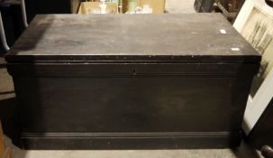 Black painted storage chest/blanket box with internal candle box