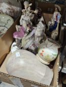 Copeland late Spode red and white large jug decorated with two gentleman and a lady amongst park