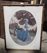Quantity of pictures including portrait of a spaniel, watercolour and gouache on paper by Fadlle,