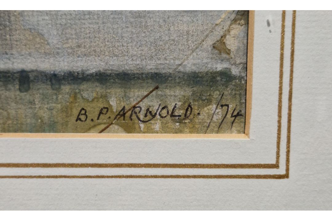 Collection of pictures including landscape scene with man fishing, signed, watercolour of trees by B - Image 13 of 15