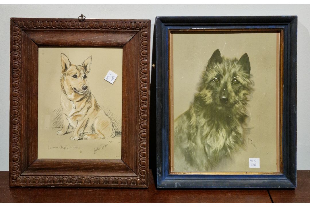 Handcoloured lithograph "The Lover Returns" after M Currier, A C Dawson Welsh Corgi print, Elizabeth - Image 3 of 6