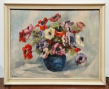 M Chapman, oil on board, study of flowers Gill Evans, limited edition print, 