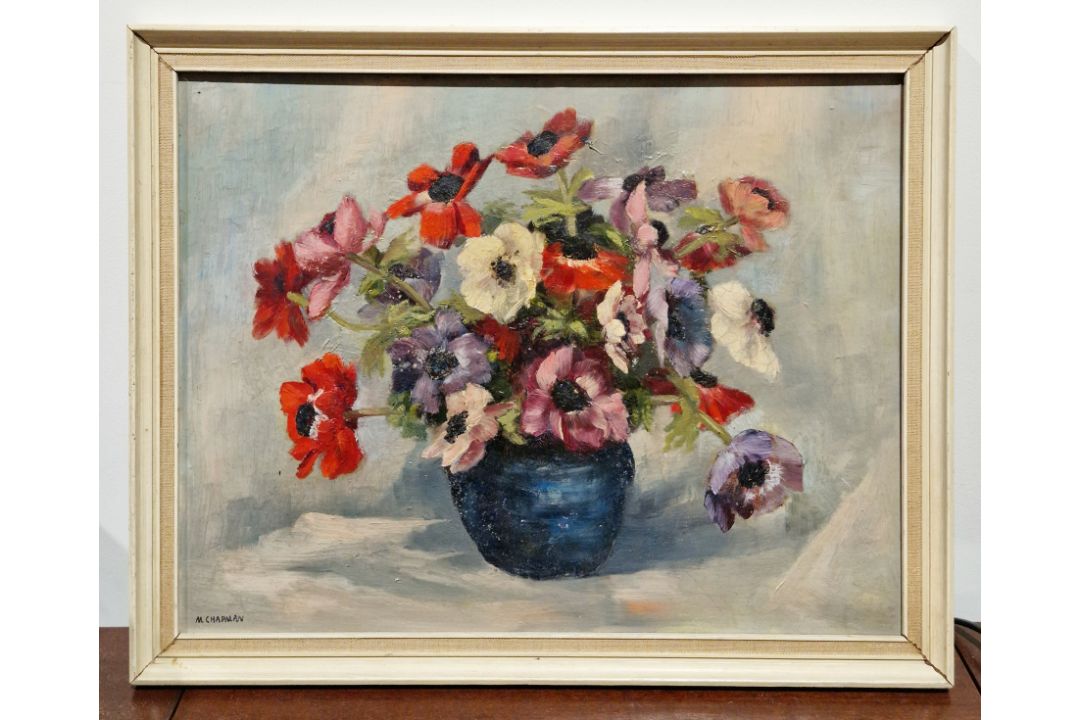 M Chapman, oil on board, study of flowers Gill Evans, limited edition print, "Border Terrier", - Image 1 of 2