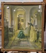 Two late 19th century handcoloured engraving after Haynes, a lithograph of Queen Victoria and family