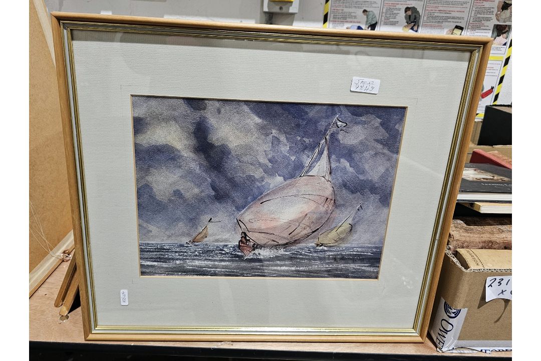 Assorted pictures, including: a highland lake landscape watercolour, unsigned, cottage in garden - Image 12 of 12