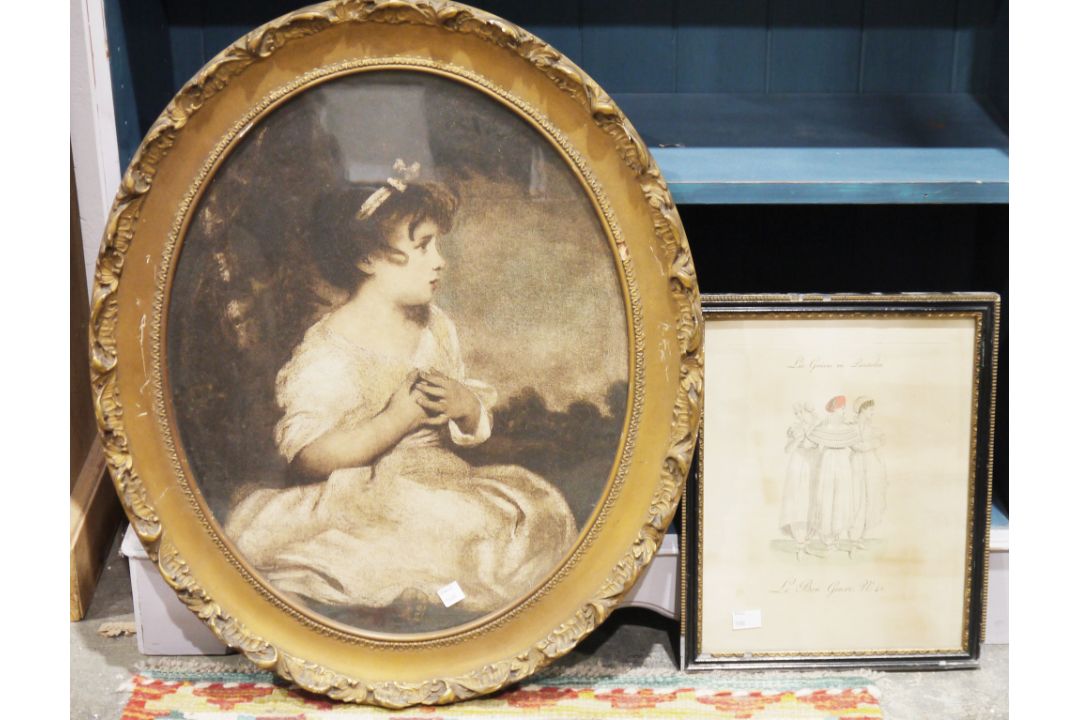 Collection of paintings and prints including a 1930's oil on canvas, portrait of a lady, a 19th - Image 3 of 5