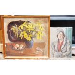 Collection of paintings and prints including a 1930's oil on canvas, portrait of a lady, a 19th
