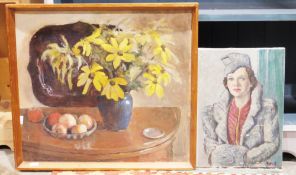 Collection of paintings and prints including a 1930's oil on canvas, portrait of a lady, a 19th