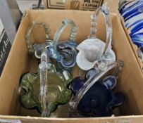 Seven Murano-style studio glass models of fish, various sizes and designs and glass dishes with