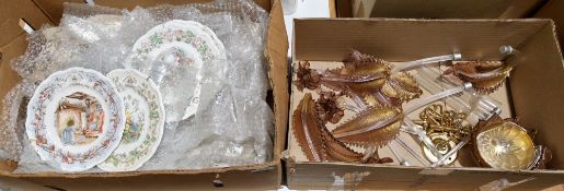 Collection of Royal Doulton bone china Brambly Hedge plates of seasons and a Murano-style light