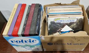 Two boxes of vintage vinyl LPs and box sets including Best of Johnny Cash, Porgie & Bess, assorted