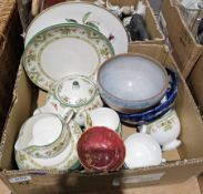 Wedgwood Tamarisk part tea service including teapot, teacups, etc, two Lladro models of swans, a Nao