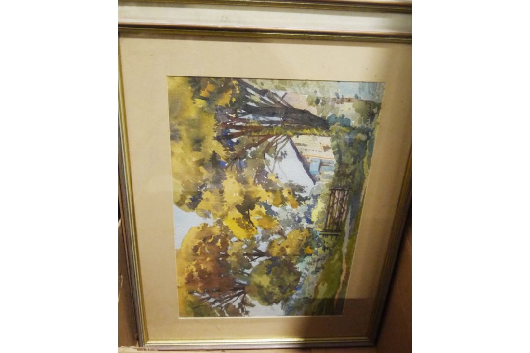 Collection of framed prints including a beamed house after Cecil Aldin, two hunting prints signed in - Image 4 of 6