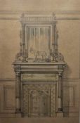 Two late 19th century watercolour and pencil drawings Overmantel designs, attributed to Schranz &