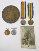 WWI family group of medals of local interest, WWI death plaque named 'Sydney Joseph Hunt', WWI war