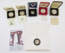 Silver proof (6) commemorative coins, 2007 Alderney five pounds commemorating the wedding day of