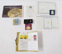 Gold coins (4) Chinese panda 5 yuan, .99 purity weight 1.56 grams, 2012 gold T.D.C. half crown, .375