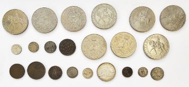 World coins (13), various denominations, some silver and (9) 1977 silver jubilee commemorative