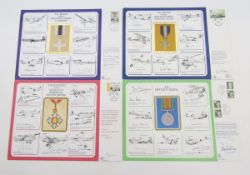 GB: Four QEII 1985 multi-signature covers by notable holders of GBE/KBE, MC, DSC and Defence Medal