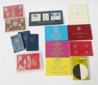 Various proof and specimen sets (9), 1986 brilliant uncirculated coin set, (3) Britain's 1st decimal