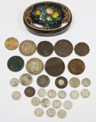 Assorted coinage, 18th century and later, including a 1758 James Murray Isle of Man penny, 1881