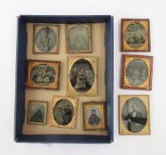 10 Victorian daguerreotype/sepia photographic portraits including seated portrait of ladies and