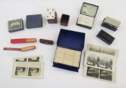 Three sets of vintage poker dice including K&C and Housemartin, and a cased set of patience cards,