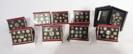 Proof sets (9), UK Royal Mint proof sets, dates: 1993 deluxe (no white casing), 2001-2007 deluxe,