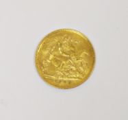 Edwardian 22ct gold half sovereign dated 1905