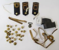 Collection of naval buttons, braid and three epaulettes.