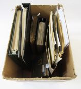 GB, British Empire and World stamps: Boxed accumulation in 4 albums and on numerous old album pages,