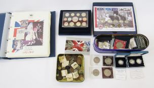 2006 proof set with 2002 golden jubilee first day cover stamps with nickel coins, a box of