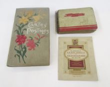 Early 20th century postcard album with postcards of actresses of the day in various poses and