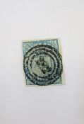 Stamp of Norway: First 1855 definitive issue 4k blue imperforate on wove paper, 282 (Oslo) numeric
