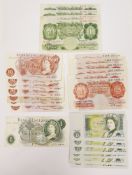 Assorted banknotes including four Peppiatt £1 notes, Elizabeth II £1 and 10 shilling notes and other
