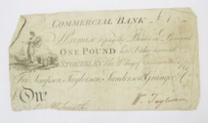 Commercial Bank one pound, dated 2nd December 1799 for Simpson, Taylorson, Sanderson and Granger,