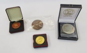 Medallions (4), French agricultural medal of horse and cow, Welsh 2000 'A New Wales' to