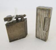 Vintage silver-plated Dunhill pocket lighter with engine-turned decoration, US pat 24163, and a