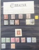 Stamps of Gibraltar: Large blue, 64-page, Leuchtturm stock-book full of mint and used, 1850s to
