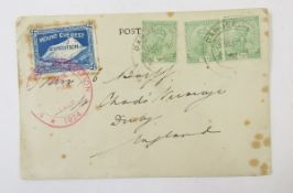 Stamps of India: Postcard from 1924 Mount Everest Expedition to Derby, England signed by Captain J.