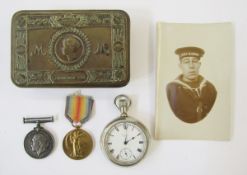 WWI war medal named 'R.6371.H.CLAPHAM.A.B.R.N.V.R', WWI victory medal named '179070.GNR.G.H.