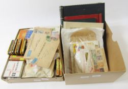 GB, Br Empire & World stamps: Two box accumulation in 3 albums, book, packets, cartons, tins,