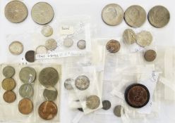 English and Australia silver coins, consisting of shillings, sixpences and threepences,