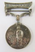 Indian Mutiny medal, 1857-58, to W Thomas, First Battalion, 20th Regiment having Lucknow clasp