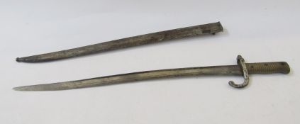 French Chassepot rifle bayonet as used in Franco-Prussian War, 1870-71, blade 57cm long, overall